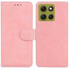For Motorola Moto G86 5G Skin Feel Pure Color Flip Leather Phone Case(Pink) - 1