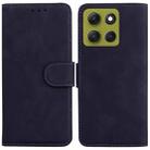 For Motorola Moto G86 5G Skin Feel Pure Color Flip Leather Phone Case(Black) - 1