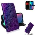 For iPhone 15 Colorful Magnetic Buckle Leather Phone Case(Purple) - 1