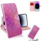For iPhone 15 Pro Colorful Magnetic Buckle Leather Phone Case(Pink) - 1