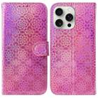 For iPhone 16 Pro Max Colorful Magnetic Buckle Leather Phone Case(Pink) - 1