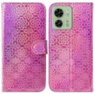 For Motorola Edge 40 Colorful Magnetic Buckle Leather Phone Case(Pink) - 1