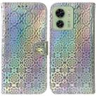 For Motorola Edge 40 Colorful Magnetic Buckle Leather Phone Case(Silver) - 1