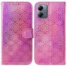 For Motorola Moto G14 Colorful Magnetic Buckle Leather Phone Case(Pink) - 1