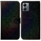 For Motorola Moto G14 Colorful Magnetic Buckle Leather Phone Case(Black) - 1
