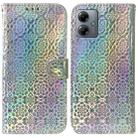 For Motorola Moto G14 Colorful Magnetic Buckle Leather Phone Case(Silver) - 1