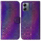 For Motorola Moto G14 Colorful Magnetic Buckle Leather Phone Case(Purple) - 1