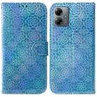 For Motorola Moto G14 Colorful Magnetic Buckle Leather Phone Case(Blue) - 1