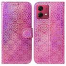 For Motorola Moto G84 Colorful Magnetic Buckle Leather Phone Case(Pink) - 1