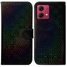 For Motorola Moto G84 Colorful Magnetic Buckle Leather Phone Case(Black) - 1