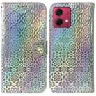 For Motorola Moto G84 Colorful Magnetic Buckle Leather Phone Case(Silver) - 1