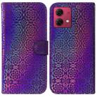 For Motorola Moto G84 Colorful Magnetic Buckle Leather Phone Case(Purple) - 1