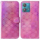 For Motorola Edge 40 Neo Colorful Magnetic Buckle Leather Phone Case(Pink) - 1