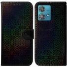 For Motorola Edge 40 Neo Colorful Magnetic Buckle Leather Phone Case(Black) - 1