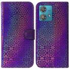 For Motorola Edge 40 Neo Colorful Magnetic Buckle Leather Phone Case(Purple) - 1