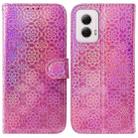 For Motorola Moto G Power 5G 2024 Colorful Magnetic Buckle Leather Phone Case(Pink) - 1