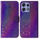 For Motorola Edge 50 Pro Colorful Magnetic Buckle Leather Phone Case(Purple) - 1