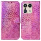 For Motorola Edge 50 Ultra Colorful Magnetic Buckle Leather Phone Case(Pink) - 1