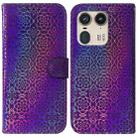 For Motorola Edge 50 Ultra Colorful Magnetic Buckle Leather Phone Case(Purple) - 1