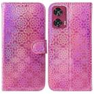 For Motorola Edge 50 Fusion Colorful Magnetic Buckle Leather Phone Case(Pink) - 1