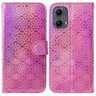 For Motorola Edge 2024 Colorful Magnetic Buckle Leather Phone Case(Pink) - 1