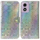 For Motorola Moto G04s / Moto E14 Colorful Magnetic Buckle Leather Phone Case(Silver) - 1