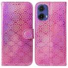 For Motorola Moto G85 Colorful Magnetic Buckle Leather Phone Case(Pink) - 1