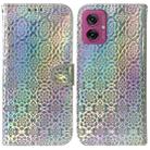 For Motorola Moto G55 Colorful Magnetic Buckle Leather Phone Case(Silver) - 1