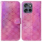 For Motorola Edge 50 Neo 5G Global Colorful Magnetic Buckle Leather Phone Case(Pink) - 1