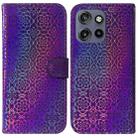 For Motorola Edge 50 Neo 5G Global Colorful Magnetic Buckle Leather Phone Case(Purple) - 1