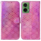 For Motorola Moto G35 Colorful Magnetic Buckle Leather Phone Case(Pink) - 1