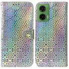 For Motorola Moto G35 Colorful Magnetic Buckle Leather Phone Case(Silver) - 1