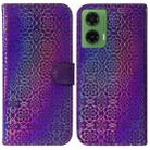 For Motorola Moto G35 Colorful Magnetic Buckle Leather Phone Case(Purple) - 1