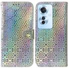 For OPPO Reno11 F Global Colorful Magnetic Buckle Leather Phone Case(Silver) - 1