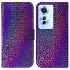 For OPPO Reno11 F Global Colorful Magnetic Buckle Leather Phone Case(Purple) - 1