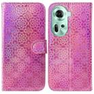 For OPPO Reno11 Global Colorful Magnetic Buckle Leather Phone Case(Pink) - 1