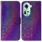 For OPPO Reno11 Global Colorful Magnetic Buckle Leather Phone Case(Purple) - 1