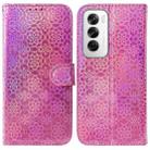 For OPPO Reno12 5G Global Colorful Magnetic Buckle Leather Phone Case(Pink) - 1