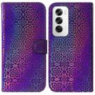 For OPPO Reno12 5G Global Colorful Magnetic Buckle Leather Phone Case(Purple) - 1