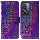 For OPPO Reno12 Pro 5G Global Colorful Magnetic Buckle Leather Phone Case(Purple) - 1