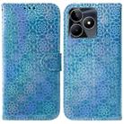 For Realme C53 / Narzo N53 Colorful Magnetic Buckle Leather Phone Case(Blue) - 1