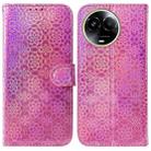 For Realme 11 5G Global Colorful Magnetic Buckle Leather Phone Case(Pink) - 1