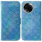 For Realme 11 5G Global Colorful Magnetic Buckle Leather Phone Case(Blue) - 1