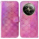 For Realme 12 Pro+ Global Colorful Magnetic Buckle Leather Phone Case(Pink) - 1