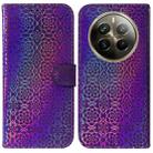 For Realme 12 Pro+ Global Colorful Magnetic Buckle Leather Phone Case(Purple) - 1