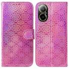 For Realme C67 4G Global Colorful Magnetic Buckle Leather Phone Case(Pink) - 1