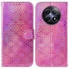For Realme 12 5G Colorful Magnetic Buckle Leather Phone Case(Pink) - 1