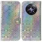 For Realme 12 5G Colorful Magnetic Buckle Leather Phone Case(Silver) - 1
