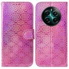 For Realme 12+ Colorful Magnetic Buckle Leather Phone Case(Pink) - 1