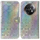 For Realme 13+ Global Colorful Magnetic Buckle Leather Phone Case(Silver) - 1